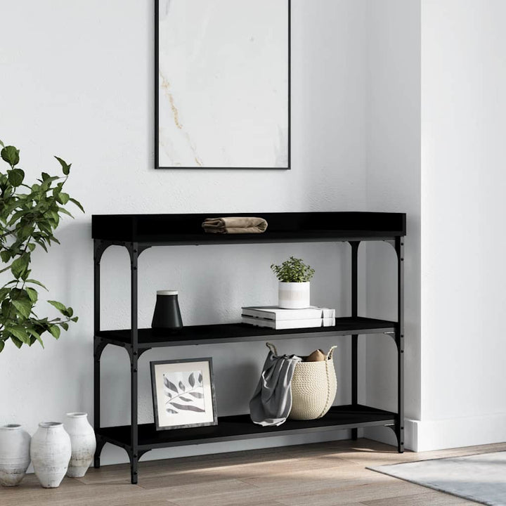 konsolbord med hylder 100x30x80 cm sort