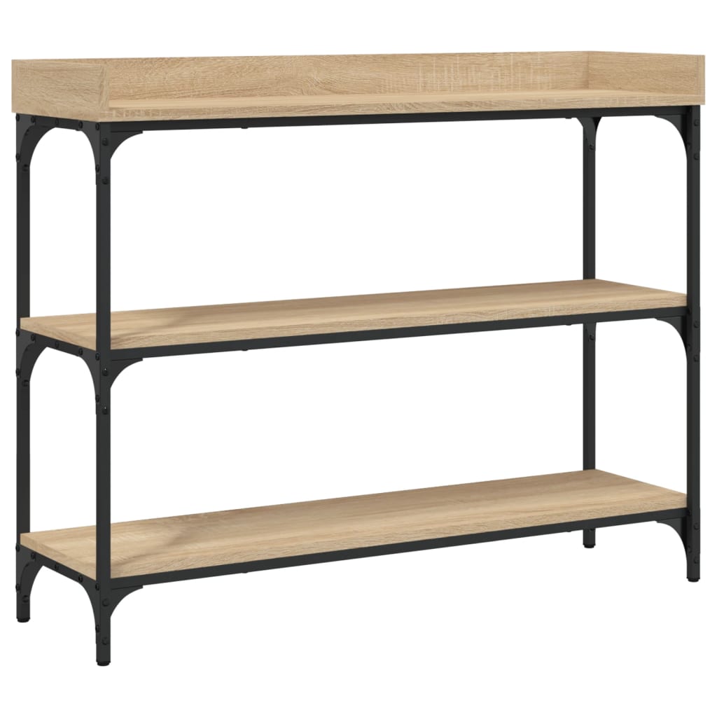 konsolbord med hylder 100x30x80 cm sonoma-eg