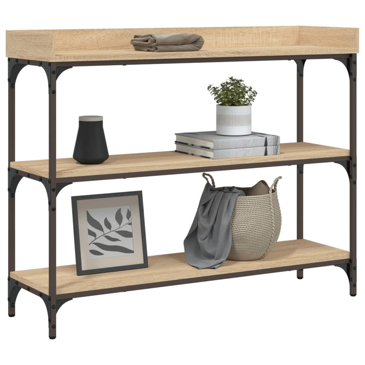 konsolbord med hylder 100x30x80 cm sonoma-eg
