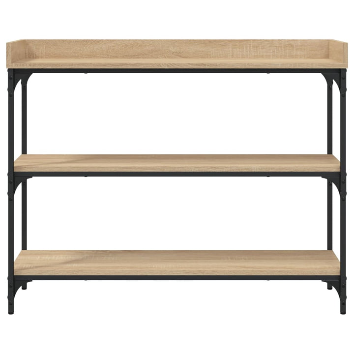 konsolbord med hylder 100x30x80 cm sonoma-eg