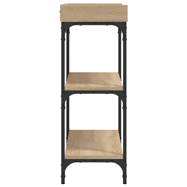 konsolbord med hylder 100x30x80 cm sonoma-eg