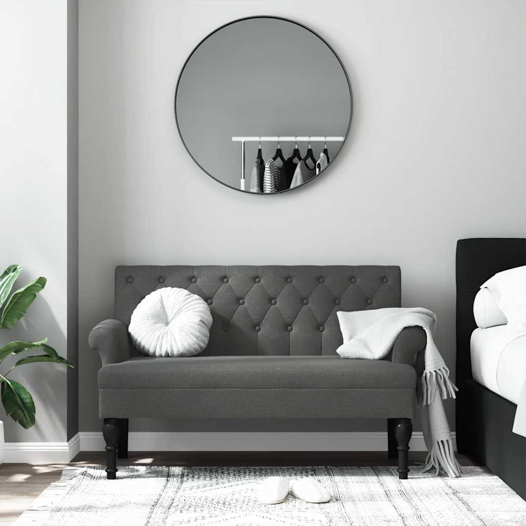 bænk med ryglæn mørkegrå 120x62x75,5 cm stof