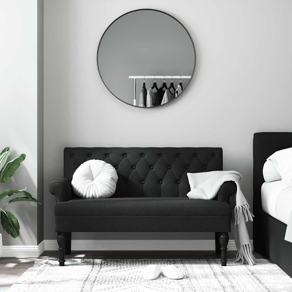 bænk med ryglæn sort 120x62x75,5 cm stof