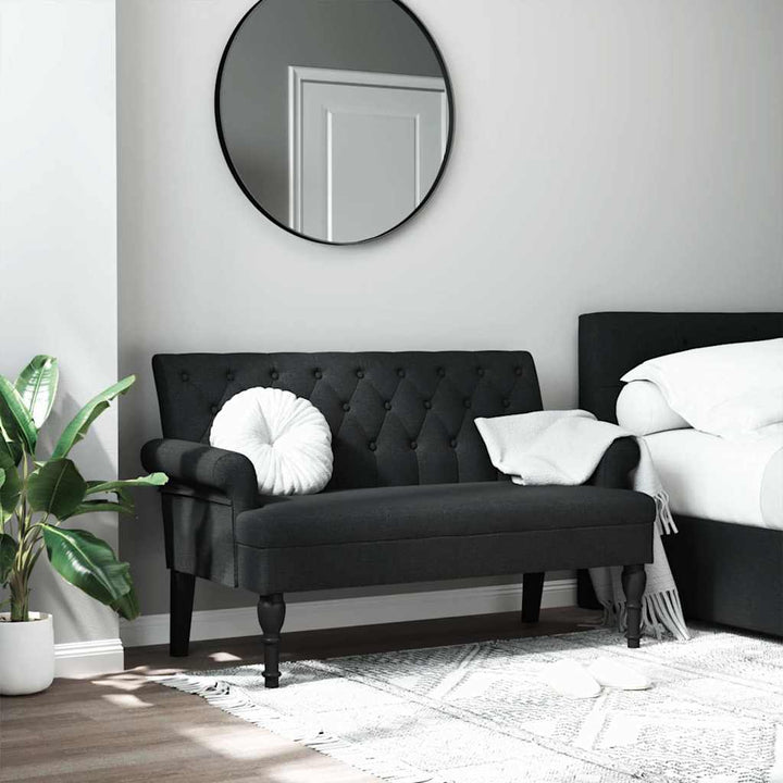 bænk med ryglæn sort 120x62x75,5 cm stof