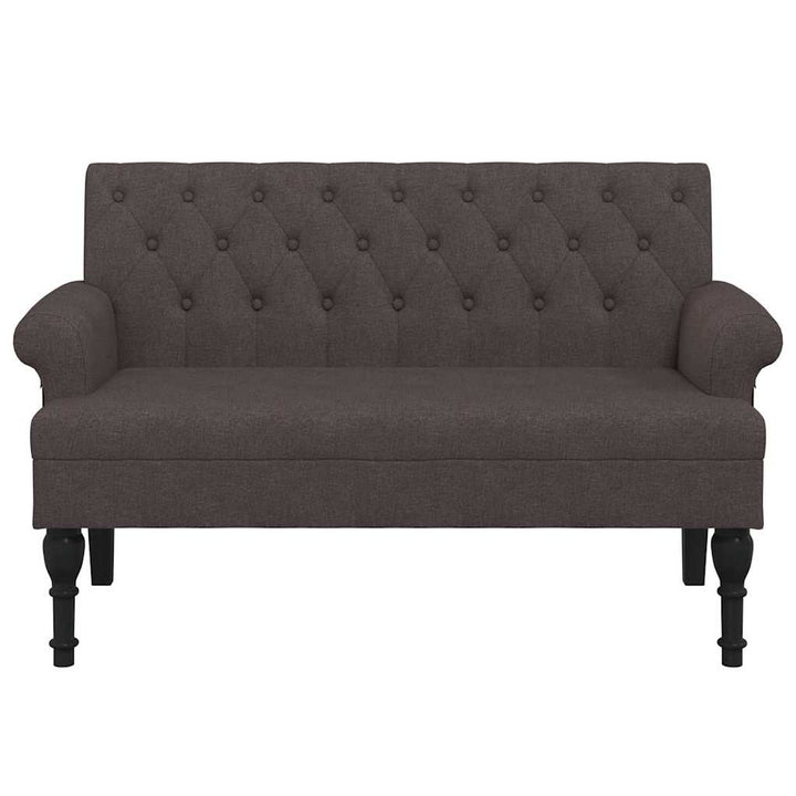 bænk med ryglæn 120x62x75,5 cm stof mørkebrun