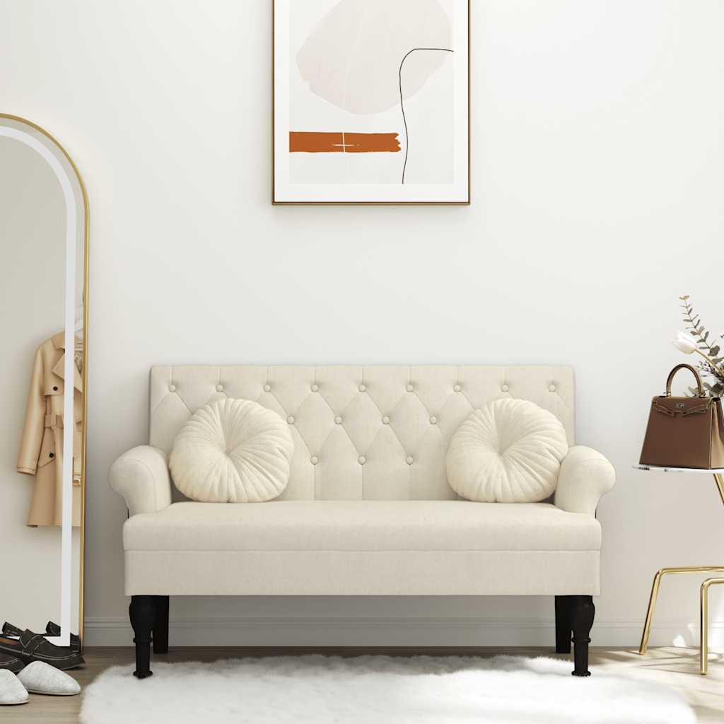 bænk med ryglæn 120x62x75,5 cm hør