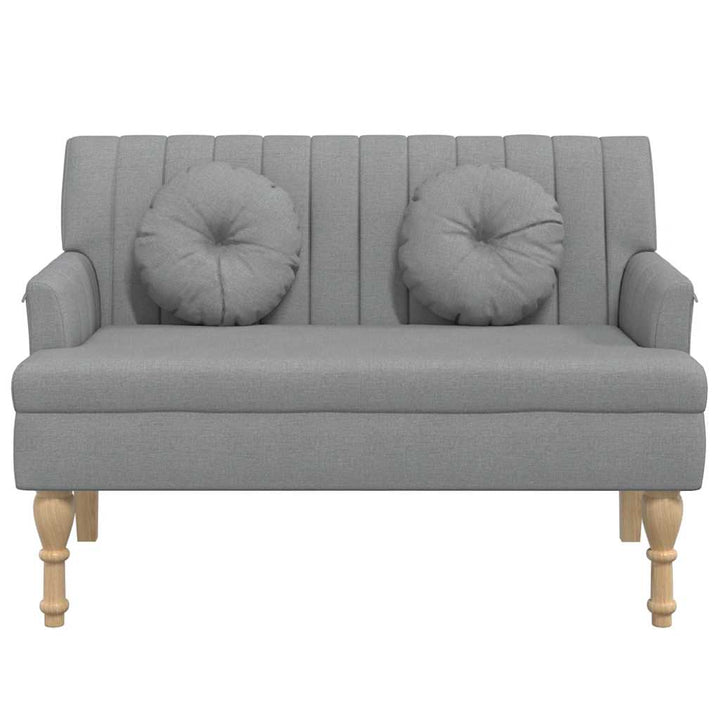 bænk med hynder 113x64,5x75,5 cm stof lysegrå