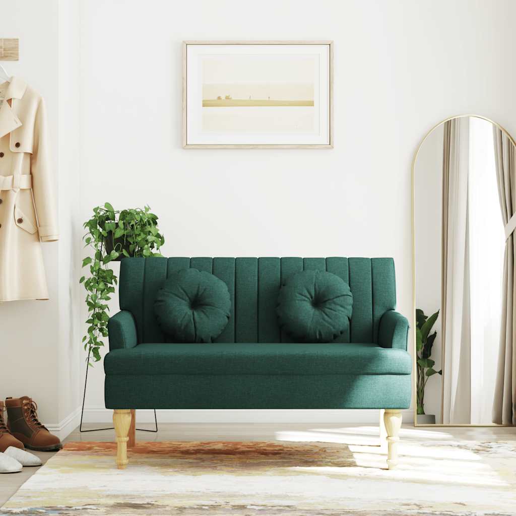 bænk med hynder 113x64,5x75,5 cm stof mørkegrøn