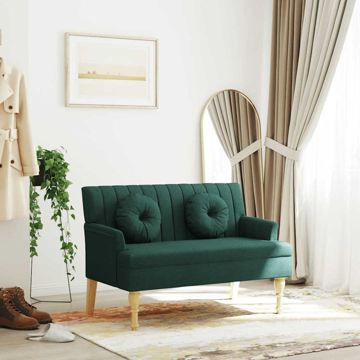 bænk med hynder 113x64,5x75,5 cm stof mørkegrøn