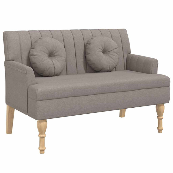 bænk med hynder 113x64,5x75,5 cm stof gråbrun