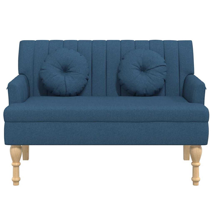 bænk med hynder 113x64,5x75,5 cm stof blå
