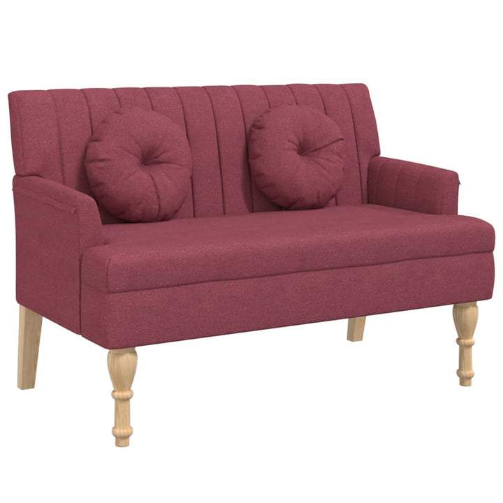 bænk med hynder 113x64,5x75,5 cm stof vinrød