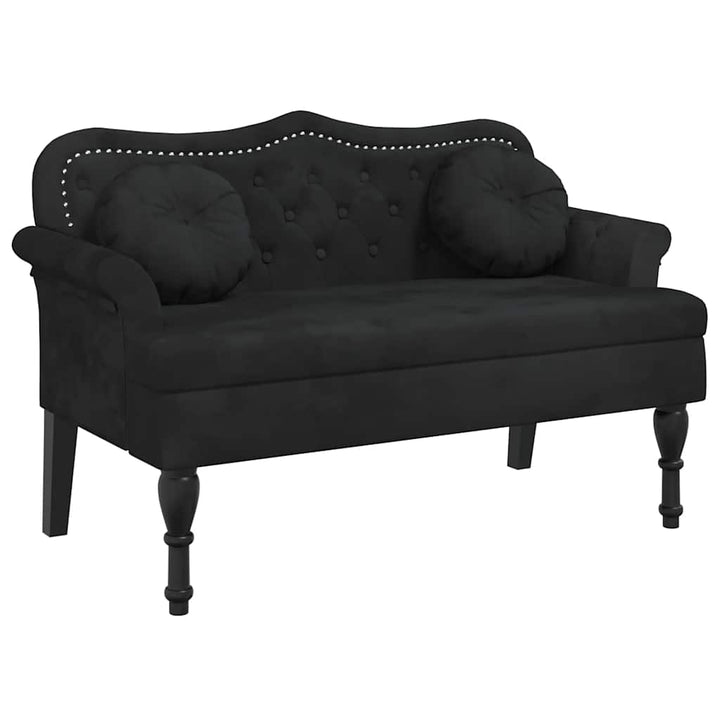bænk med hynder sort 120,5x65x75 cm fløjl