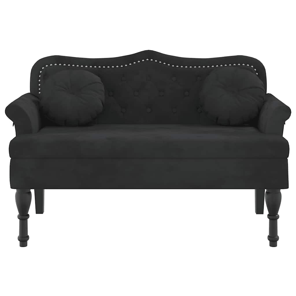 bænk med hynder sort 120,5x65x75 cm fløjl