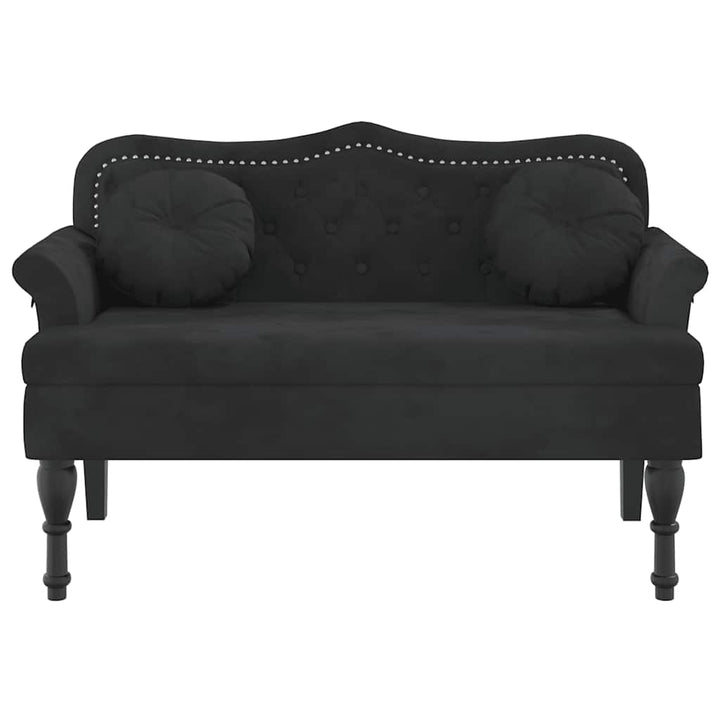 bænk med hynder sort 120,5x65x75 cm fløjl