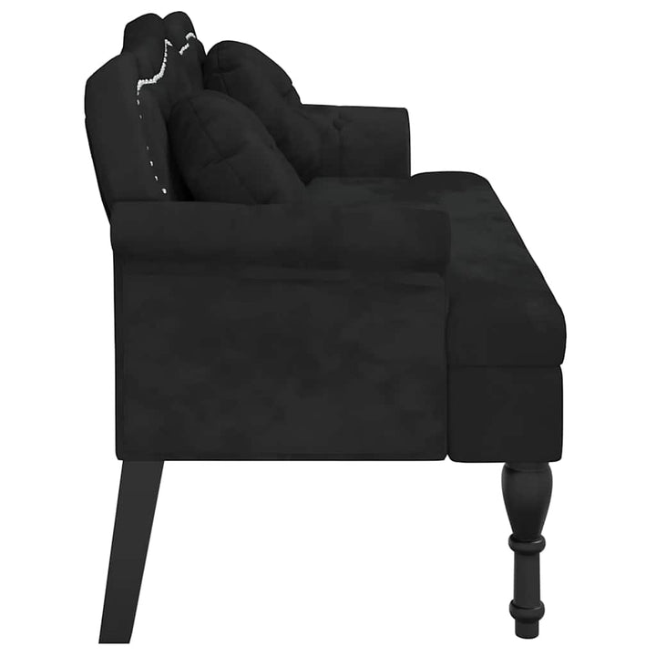 bænk med hynder sort 120,5x65x75 cm fløjl