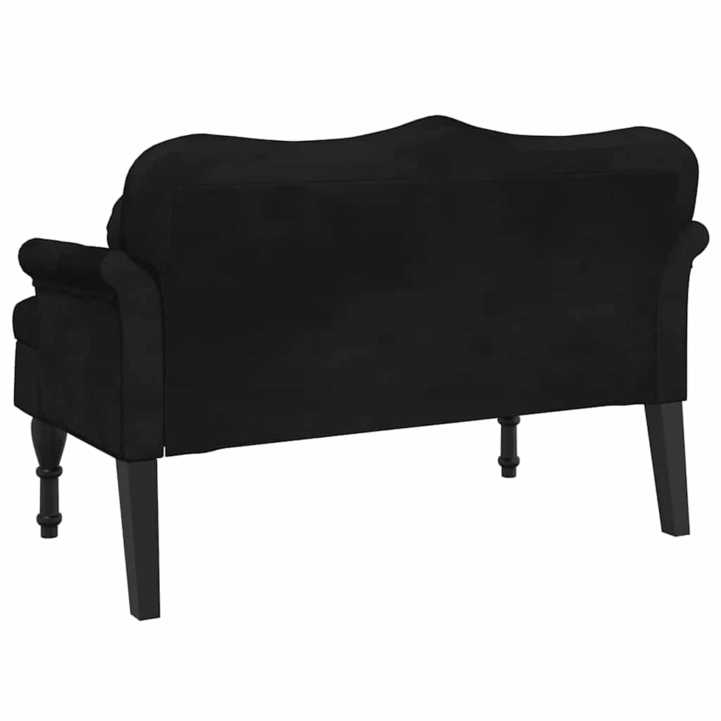 bænk med hynder sort 120,5x65x75 cm fløjl