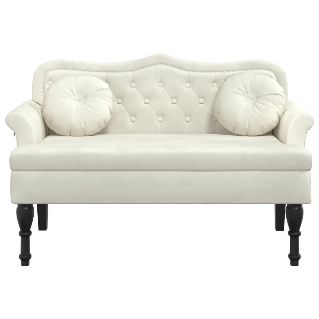 bænk med hynder 120,5x65x75 cm velour creme