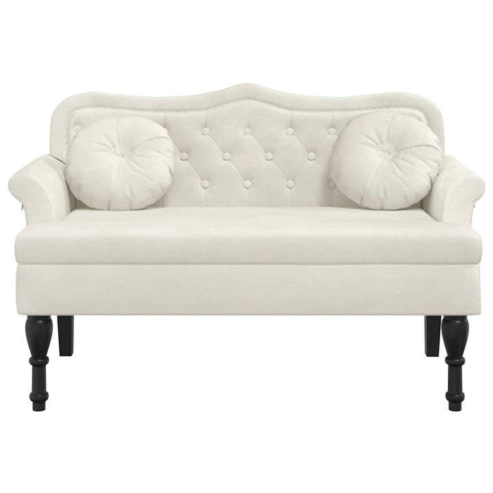 bænk med hynder 120,5x65x75 cm velour creme