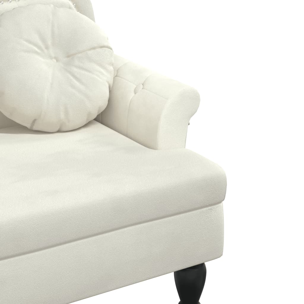 bænk med hynder 120,5x65x75 cm velour creme