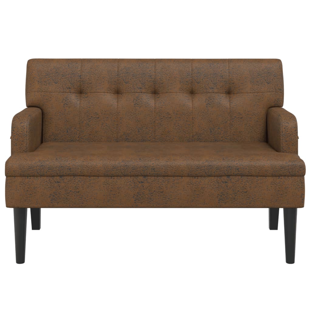 bænk med ryglæn 112x65,5x75 cm imiteret ruskind brun
