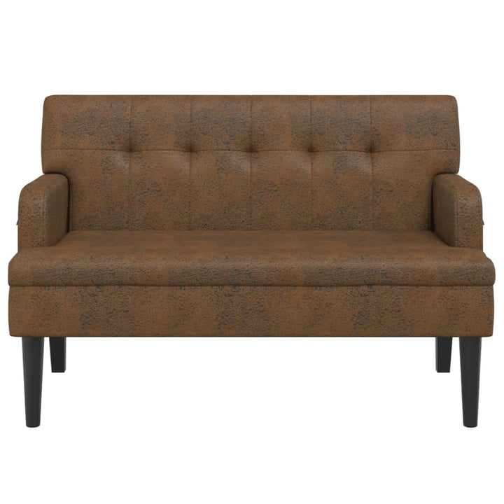 bænk med ryglæn 112x65,5x75 cm imiteret ruskind brun