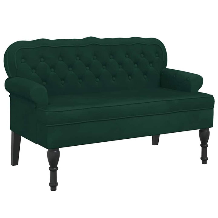 bænk med ryglæn 119,5x64,5x75 cm velour mørkegrøn