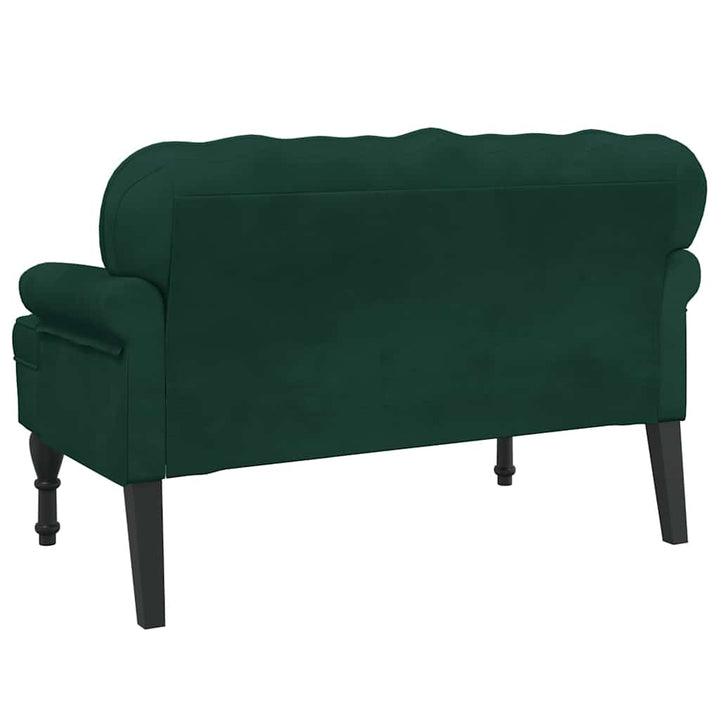 bænk med ryglæn 119,5x64,5x75 cm velour mørkegrøn