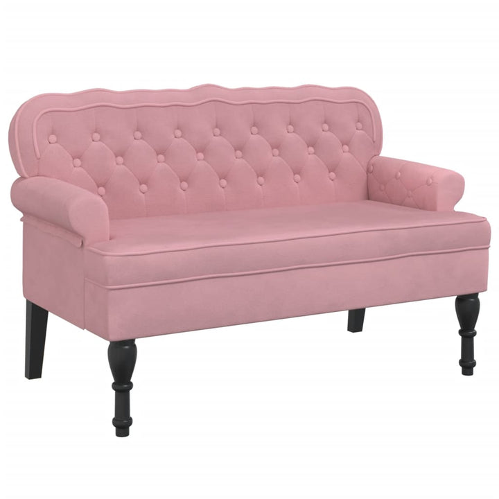 bænk med ryglæn 119,5x64,5x75 cm velour lyserød