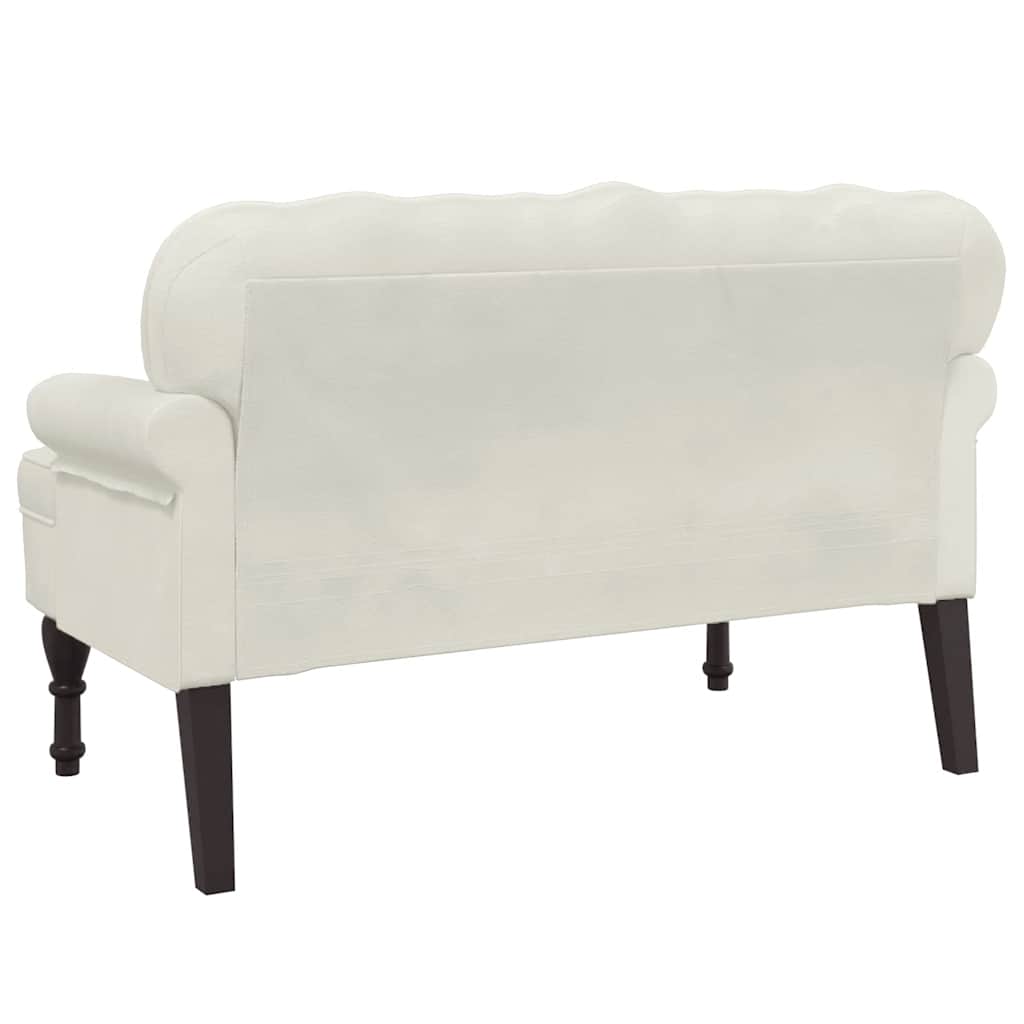bænk med ryglæn 119,5x64,5x75 cm velour cremefarvet
