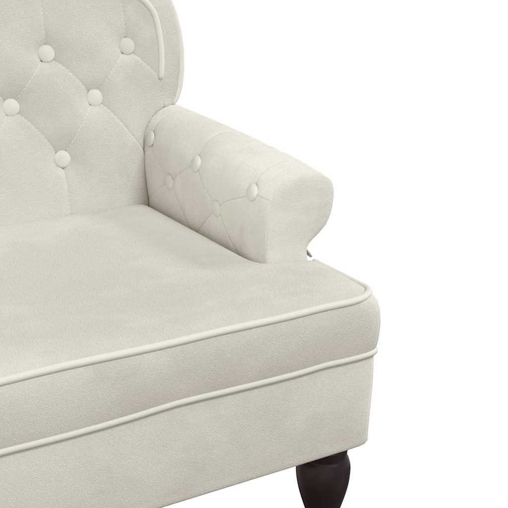 bænk med ryglæn 119,5x64,5x75 cm velour cremefarvet