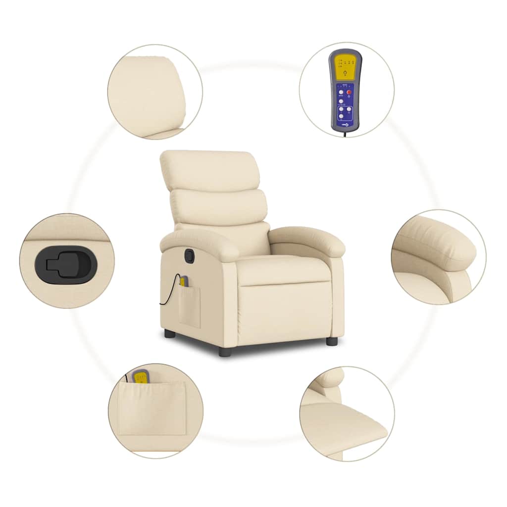 massagestol stof cremefarvet