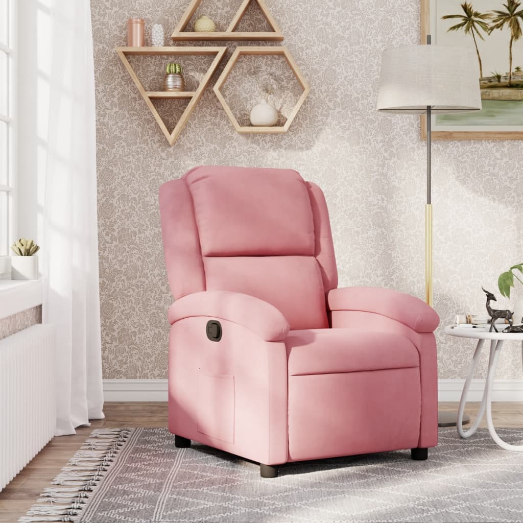 lænestol velour lyserød