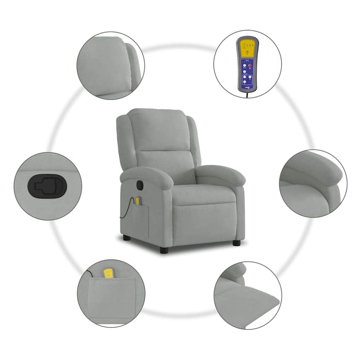 massagestol velour lysegrå