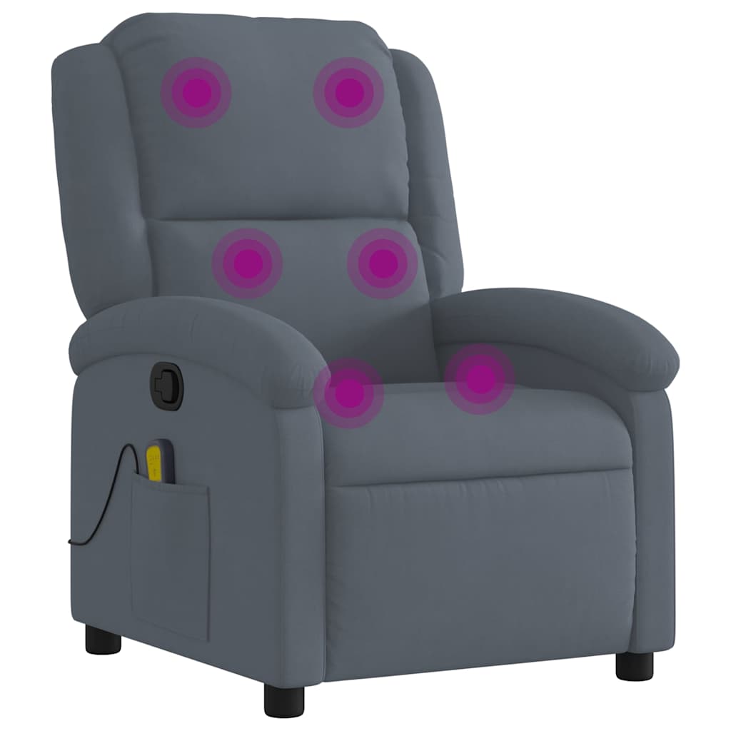 massagestol velour mørkegrå