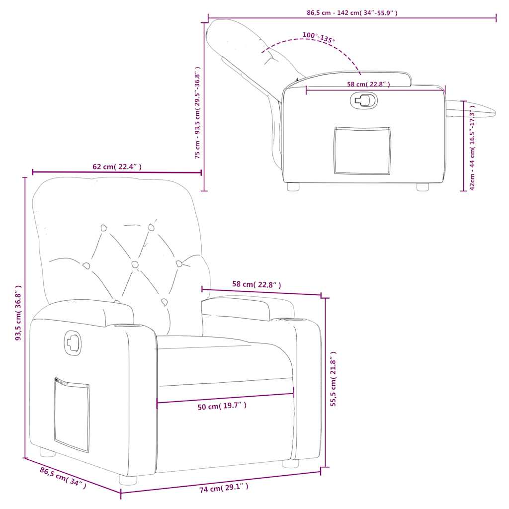 lænestol kunstlæder rød