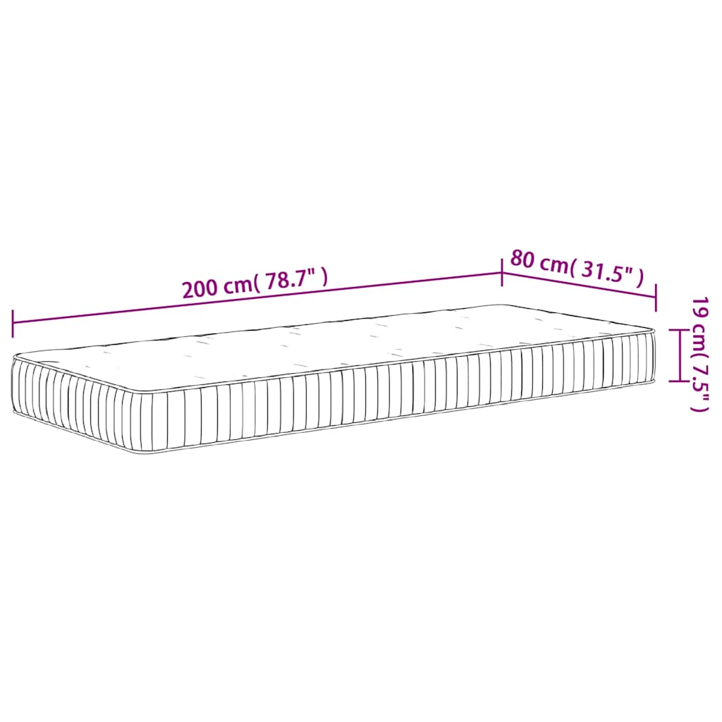 springmadras med pocketfjedre 80x200 cm medium
