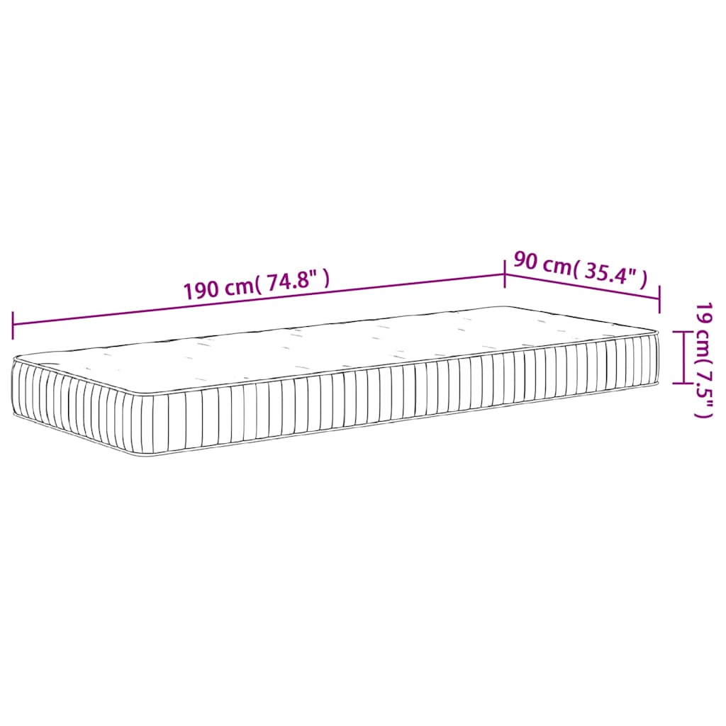 springmadras med pocketfjedre 90x190 cm medium