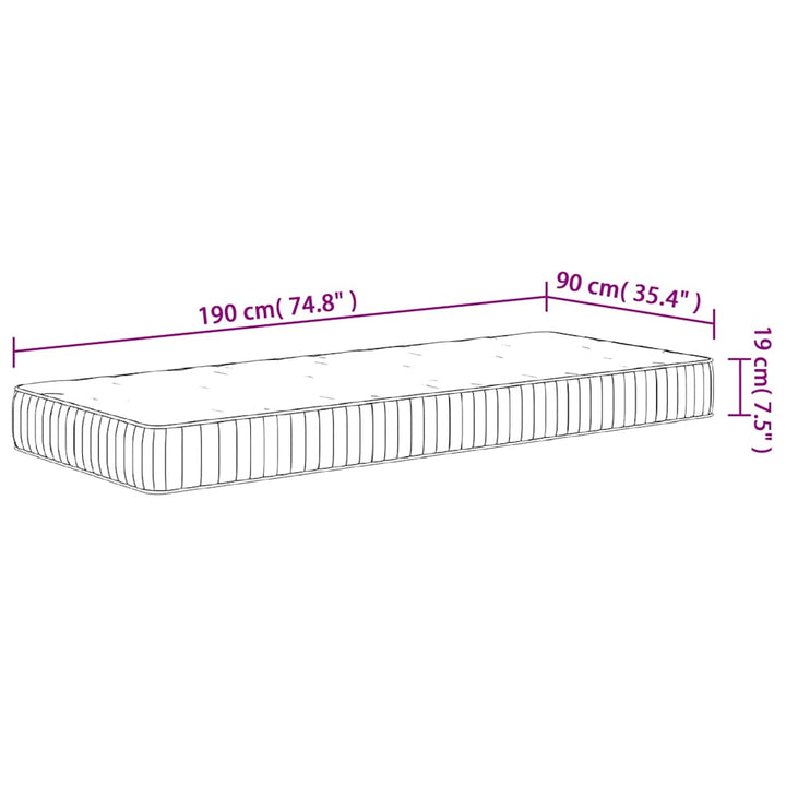 springmadras med pocketfjedre 90x190 cm medium
