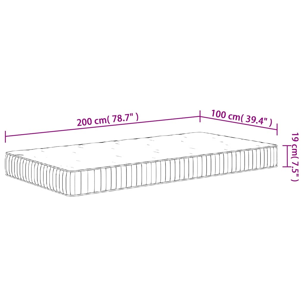 springmadras med pocketfjedre 100x200 cm medium