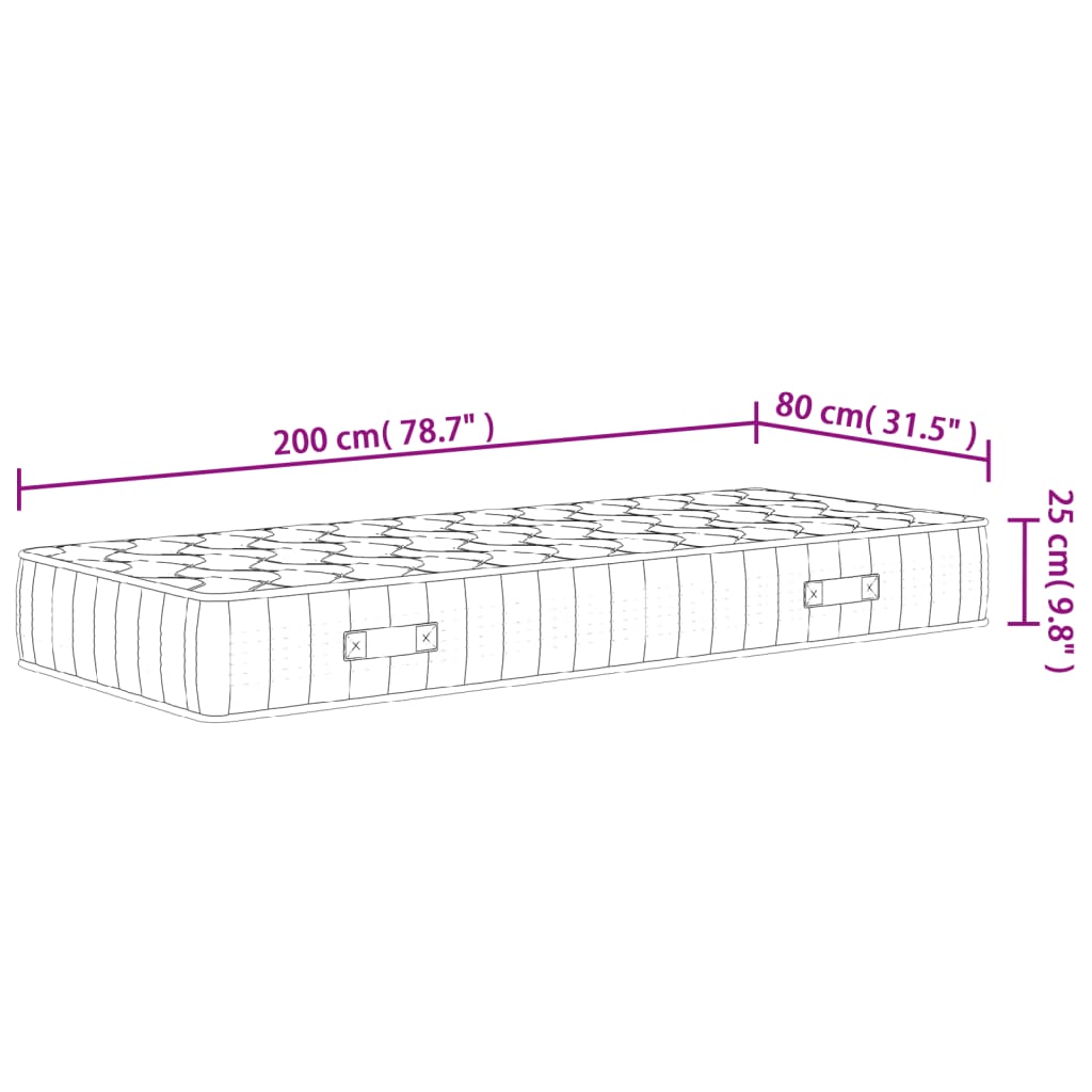 springmadras med pocketfjedre 80x200 cm medium fast