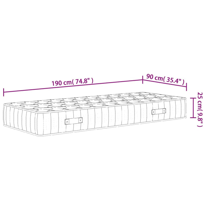 springmadras med pocketfjedre 90x190 cm medium fast