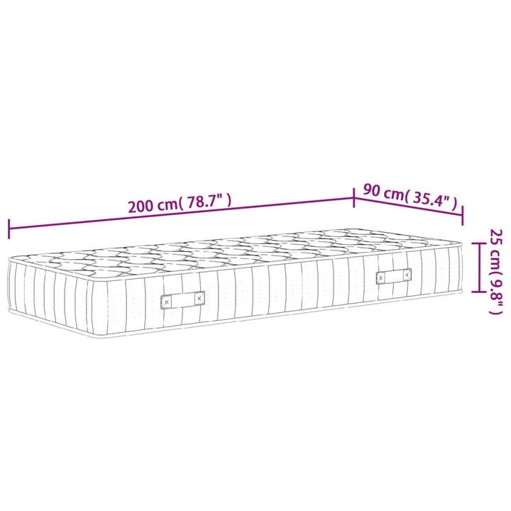 springmadras med pocketfjedre 90x200 cm medium fast