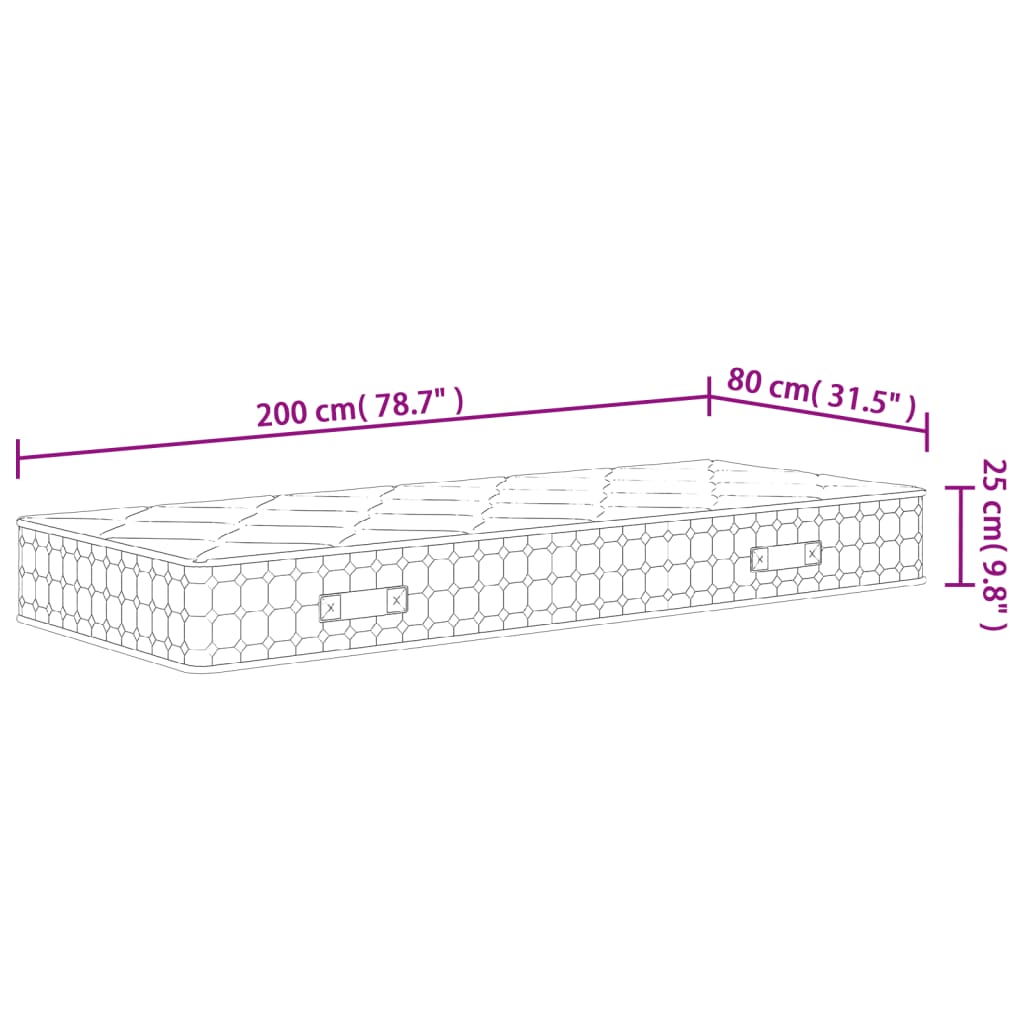 springmadras med pocketfjedre 80x200 cm medium fast
