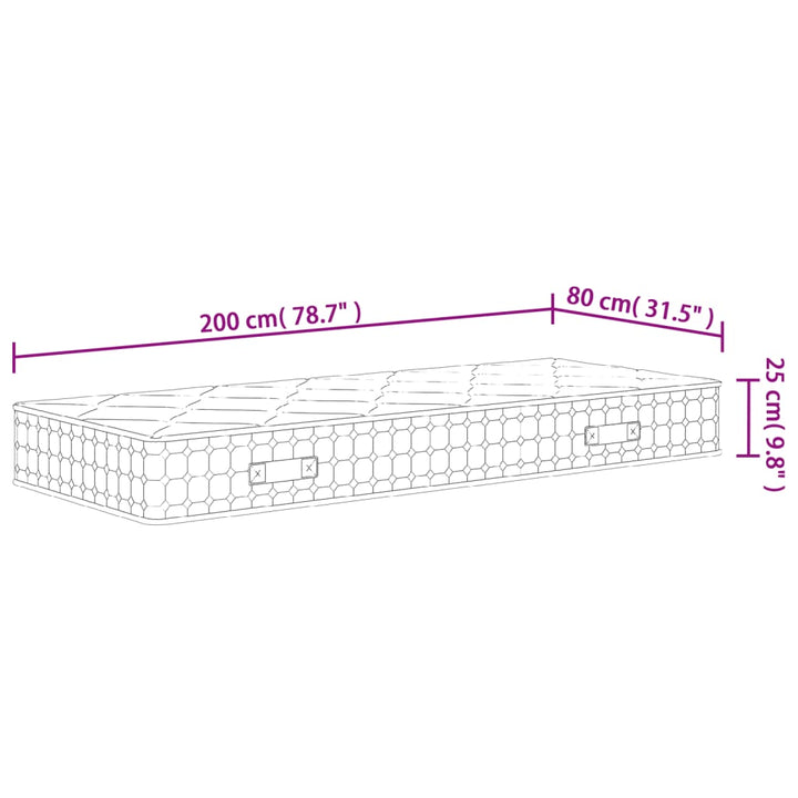 springmadras med pocketfjedre 80x200 cm medium fast