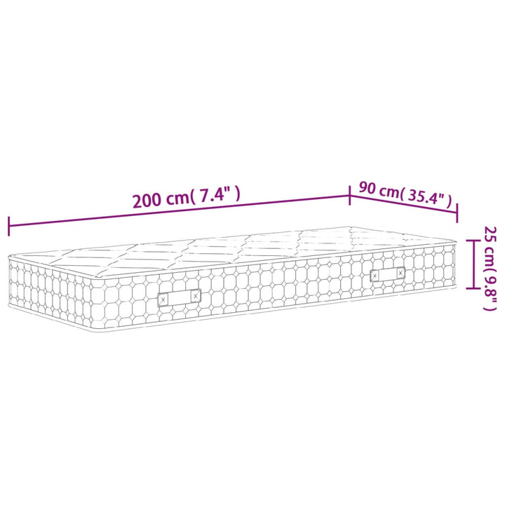 springmadras med pocketfjedre 90x200 cm medium fast