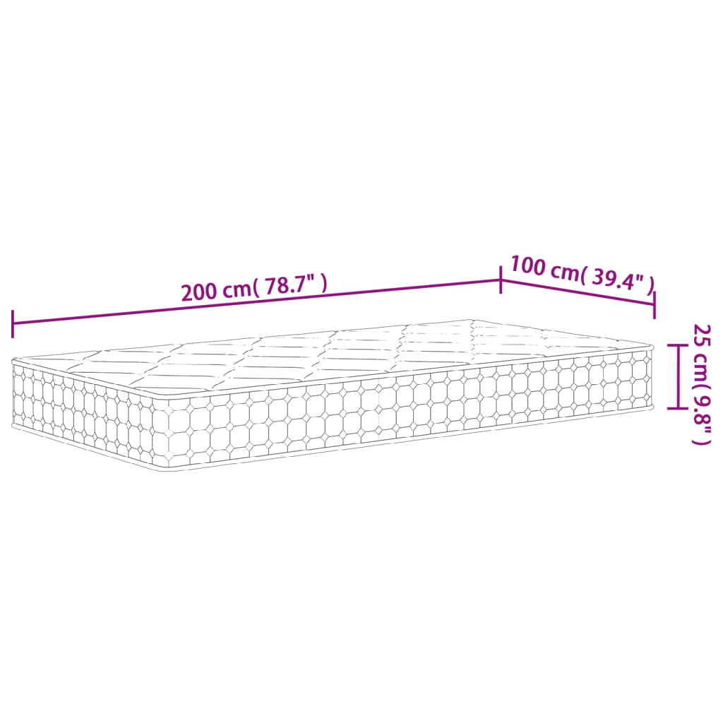 springmadras med pocketfjedre 100x200 cm medium fast