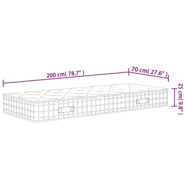 springmadras med pocketfjedre 70x200 cm medium fast