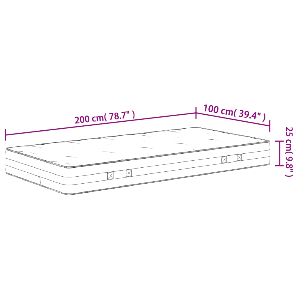 springmadras med pocketfjedre 100x200 cm medium fast