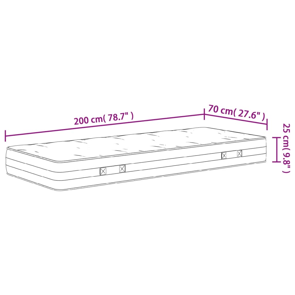 springmadras med pocketfjedre 70x200 cm medium fast